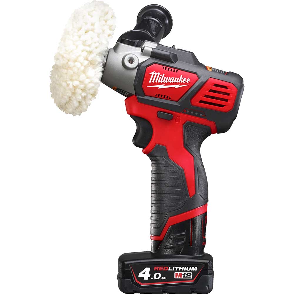 Milwaukee M12 BPS 12v Cordless Compact Polisher and Sander 76mm 1 x 2ah & 1 x 4ah Li-ion Charger Case