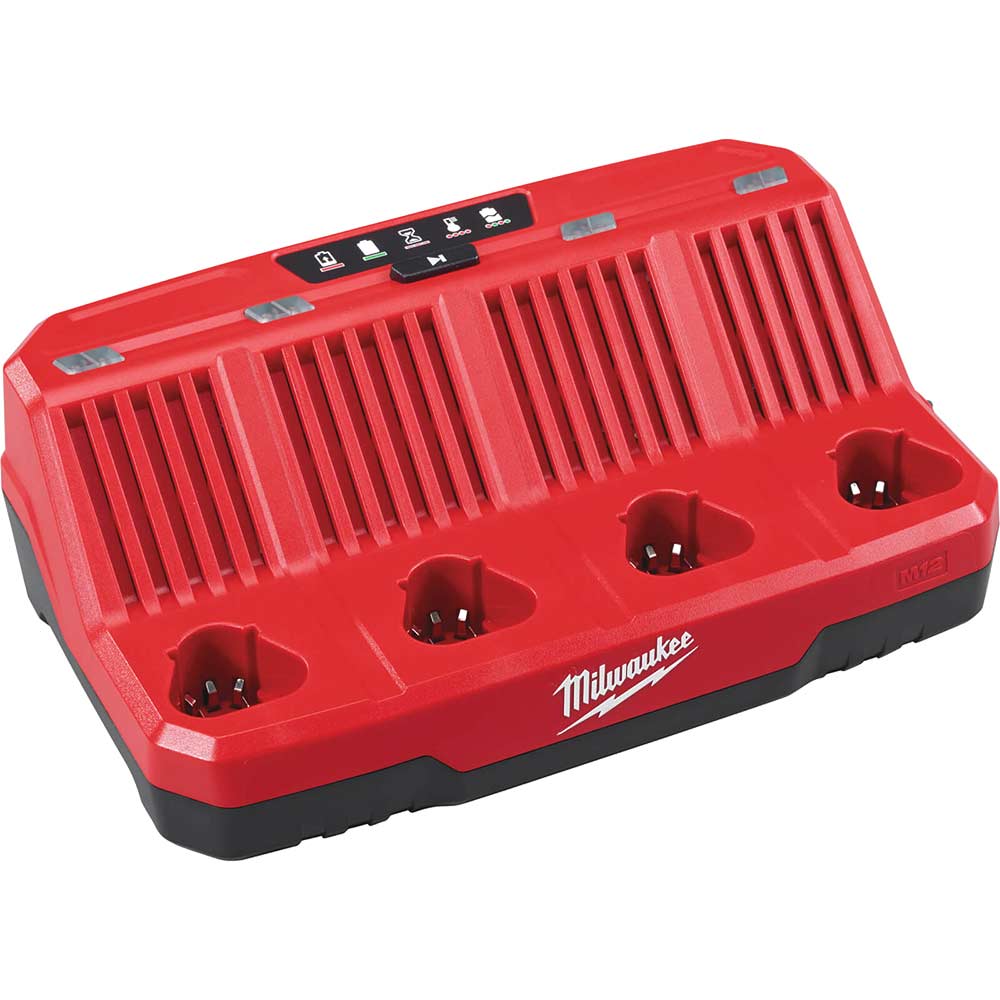 Image of Milwaukee M12 C4 12v 4 Bay Multi Battery Charger 240v