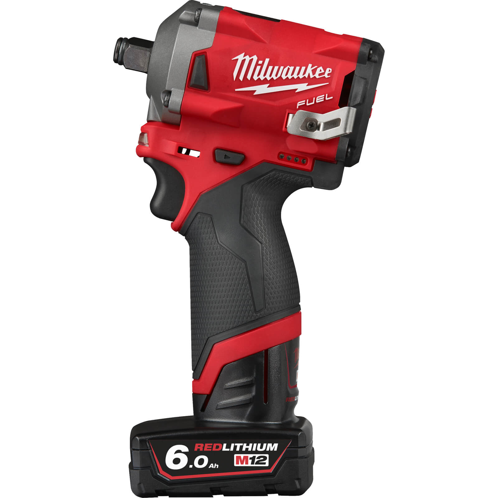 Image of Milwaukee M12 FIWF12 Fuel 12v Cordless Brushless 1/2" Drive Impact Wrench 1 x 2ah & 1 x 6ah Li-ion Charger Case
