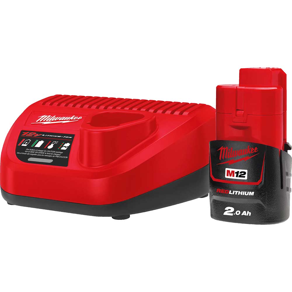 Image of Milwaukee M12 NRG 12v Cordless Battery Charger and Li-ion 2ah Battery 2ah