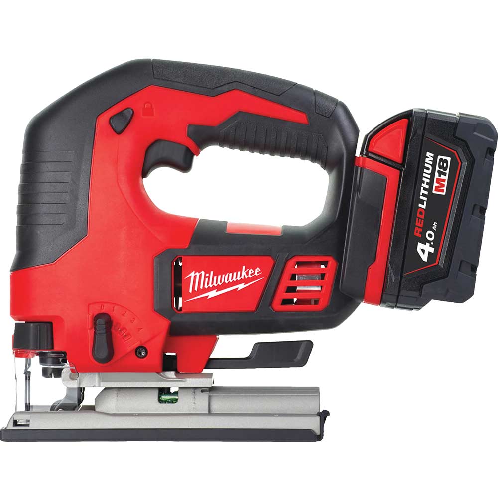 Image of Milwaukee M18 BJS 18v Cordless Top Handle Jigsaw 2 x 4ah Li-ion Charger Case