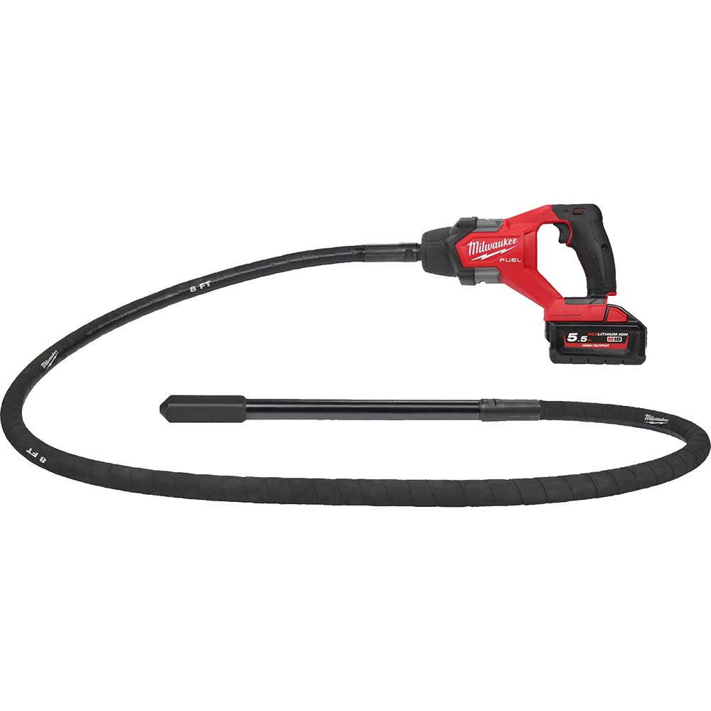 Image of Milwaukee M18 FCVN24 Fuel 18v Cordless Brushless Needle Concrete Vibrator 1 x 5.5ah Li-ion Charger No Case