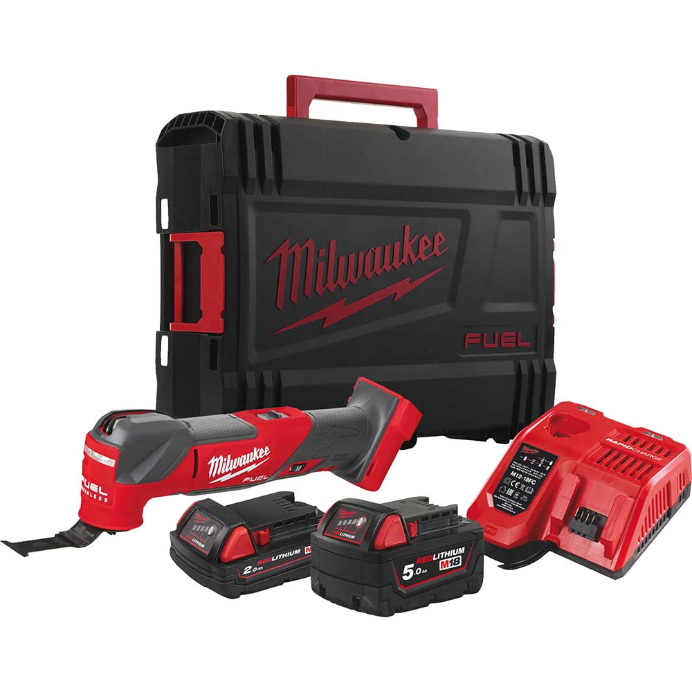 Milwaukee M18 FMT Fuel 18v Cordless Brushless Oscillating Multi Tool 1 X 2ah & 1 x 5ah Li-ion Charger Case