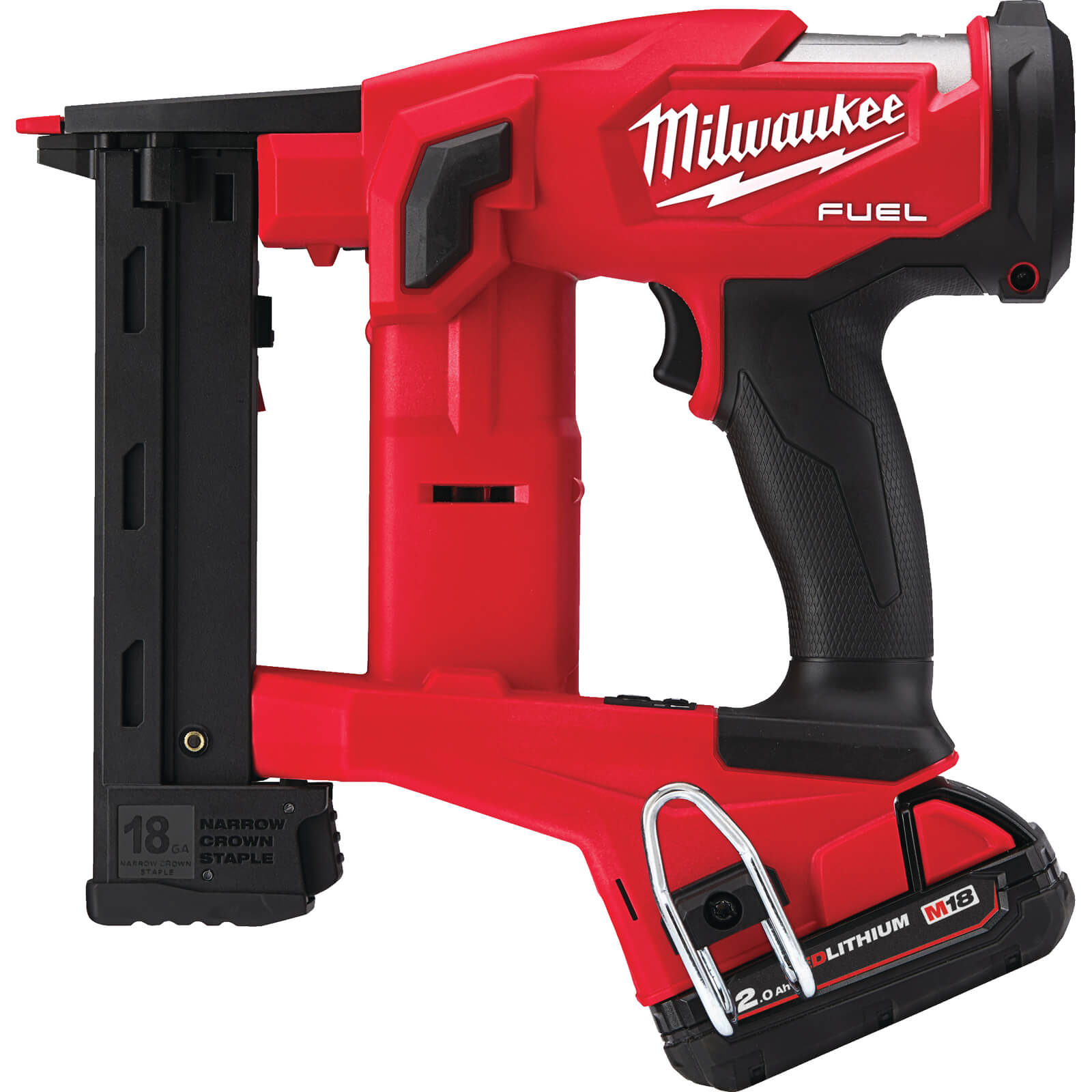 Image of Milwaukee M18 FNCS18GS Fuel 18v Cordless Brushless Narrow Crown Stapler 2 x 2ah Li-ion Charger Case