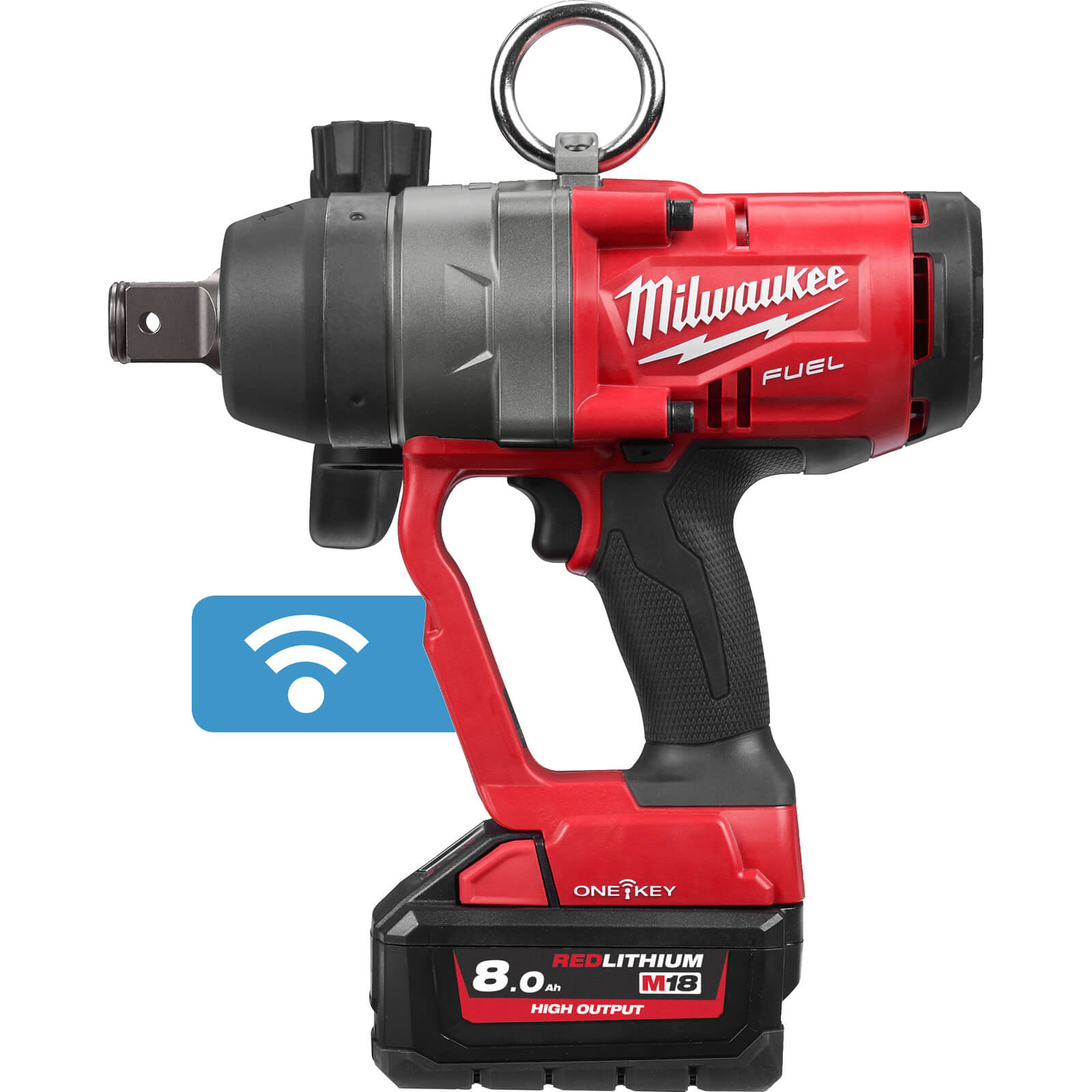 Image of Milwaukee M18 ONEFHIWF1 Fuel 18v Cordless Brushless 1" Drive Impact Wrench 2 x 8ah Li-ion Charger Case