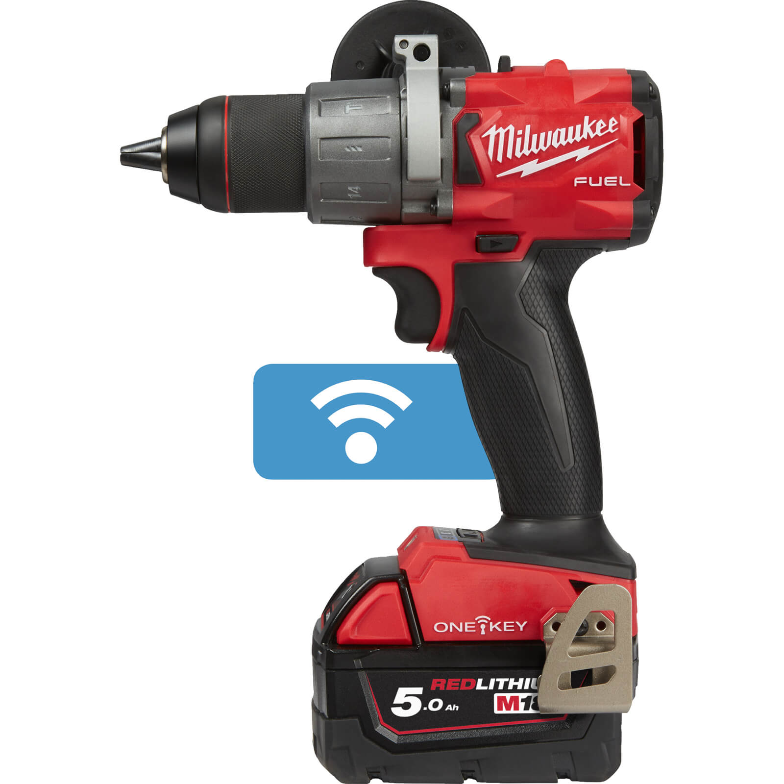Image of Milwaukee M18 ONEPD2 Fuel 18v Cordless Brushless Combi Drill 2 x 5ah Li-ion Charger Case