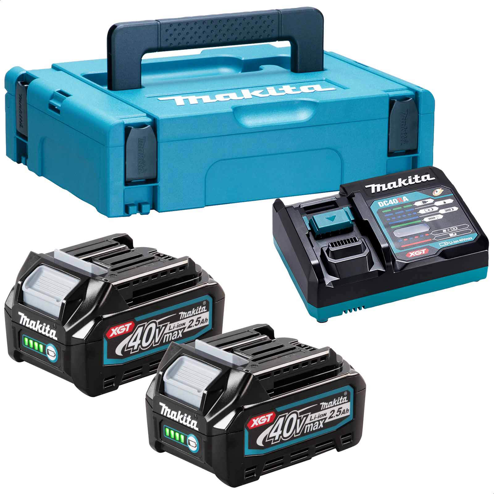 Photos - Power Tool Battery Makita 191J85-8 40v Max XGT Cordless 2 Battery 2.5ah and Charger Kit 2.5ah 