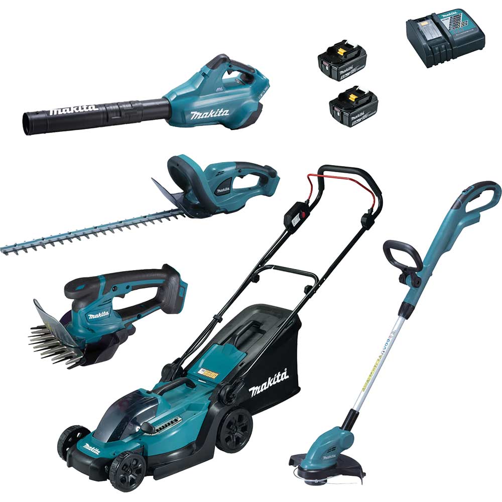 Image of Makita 18v LXT Cordless Complete Garden Set 2 x 5ah Li-ion Charger