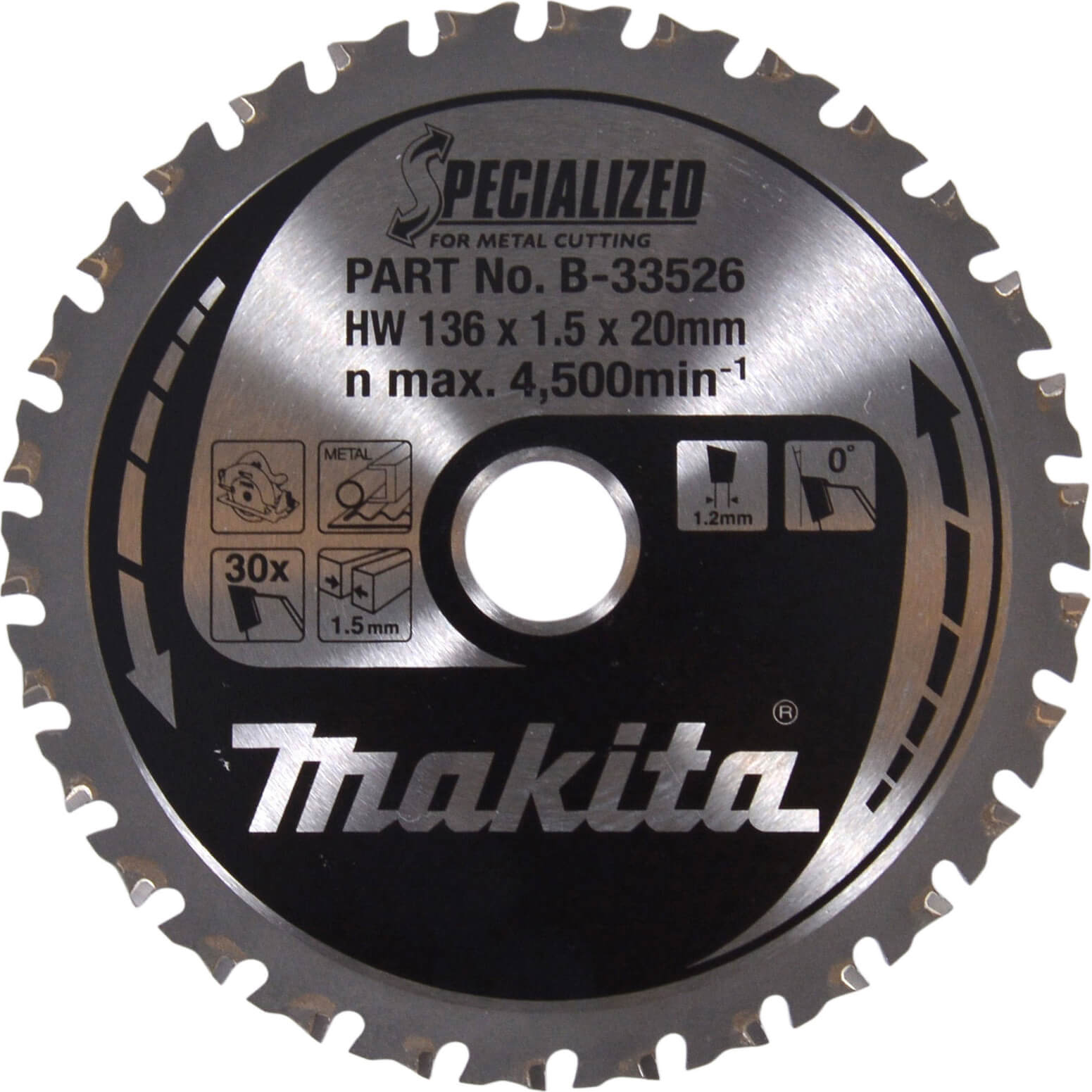 Image of Makita SPECIALIZED Cordless Steel Cutting Saw Blade 136mm 30T 20mm