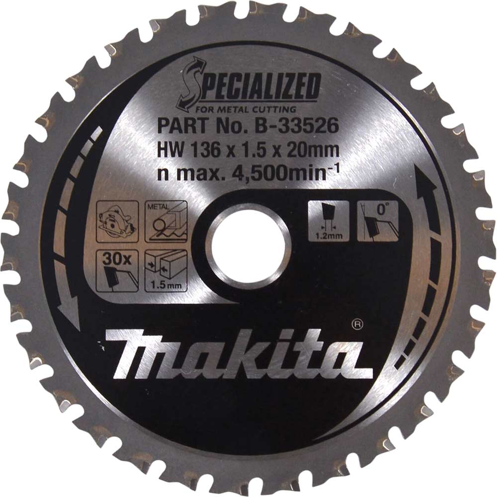 Makita SPECIALIZED Circular Saw Blade for Mild Steel Cutting 136mm 30T 20mm