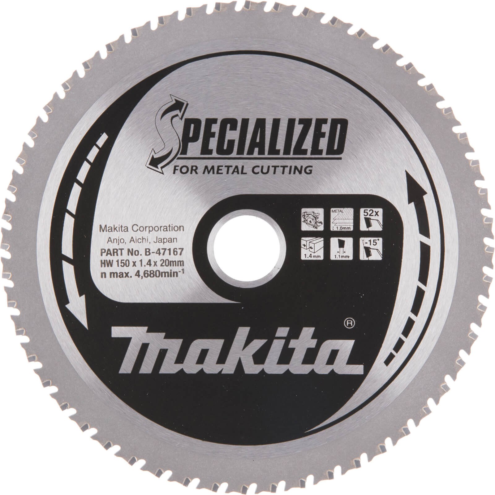 Photos - Power Tool Accessory Makita SPECIALIZED Cordless Sheet Metal Cutting Saw Blade 150mm 52T 20mm B 