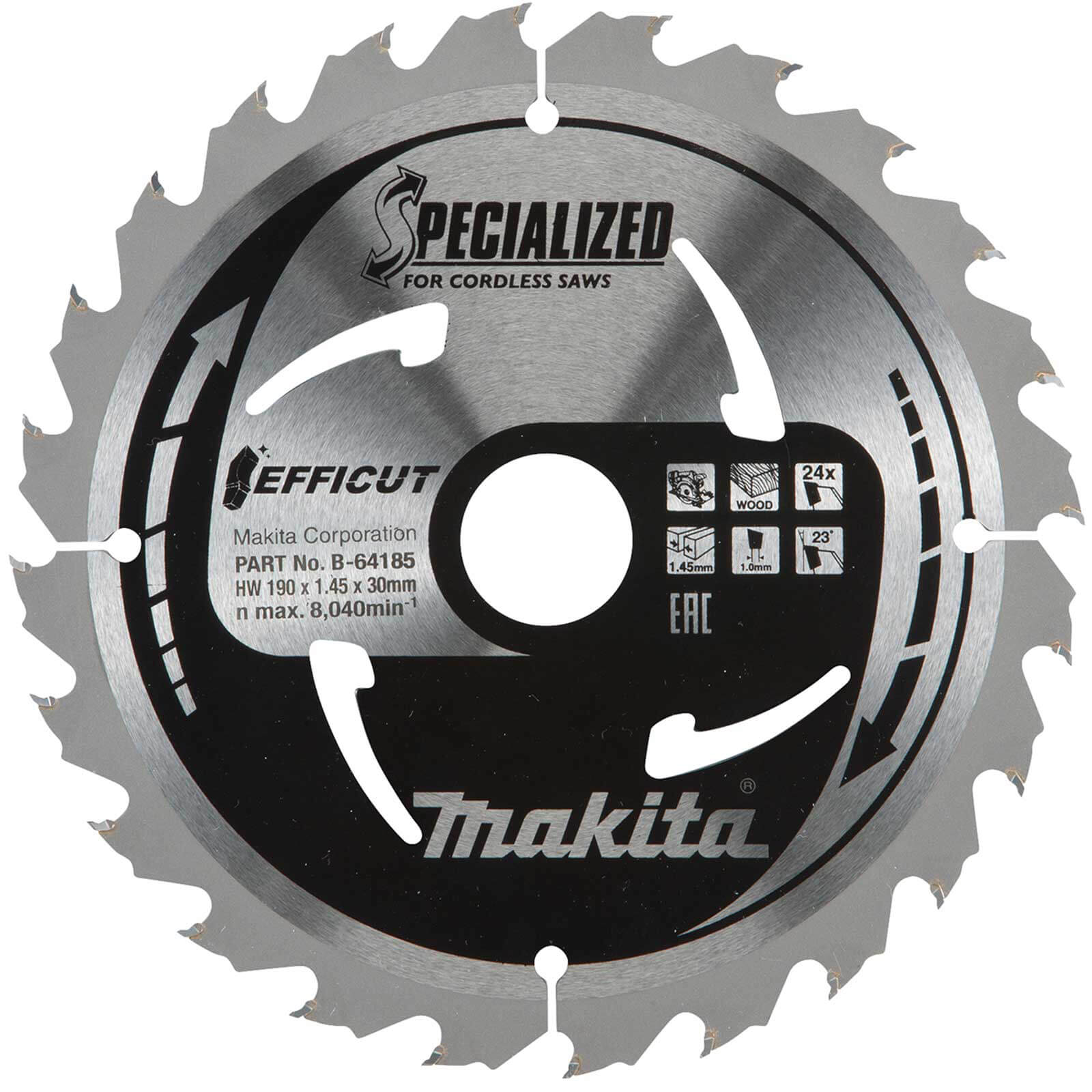 Image of Makita SPECIALIZED Efficut Wood Cutting Saw Blade 190mm 24T 30mm