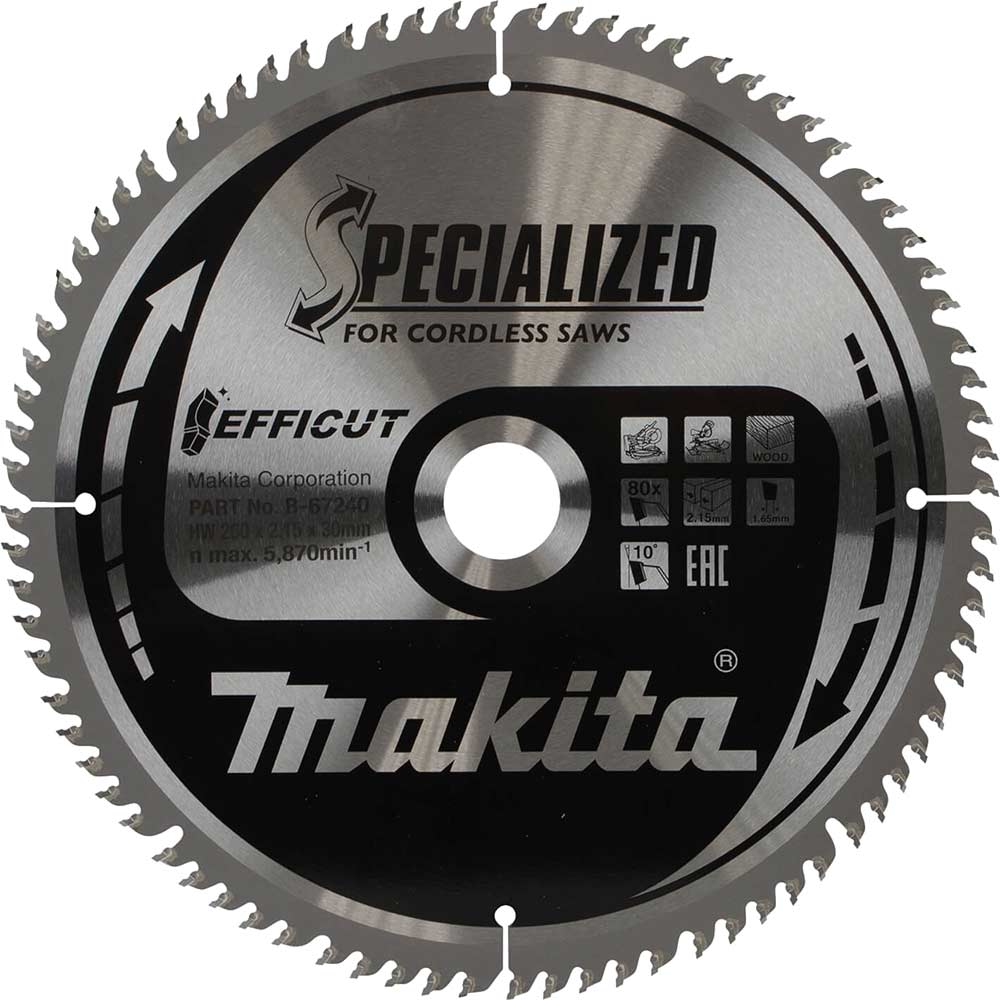 Makita SPECIALIZED Efficut Wood Cutting Saw Blade 260mm 80T 30mm