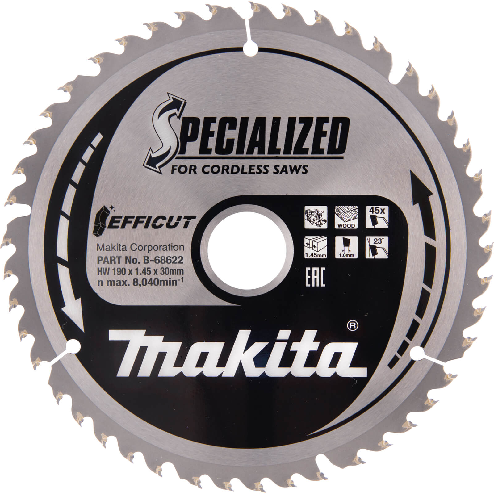 Image of Makita SPECIALIZED Efficut Wood Cutting Saw Blade 190mm 45T 30mm