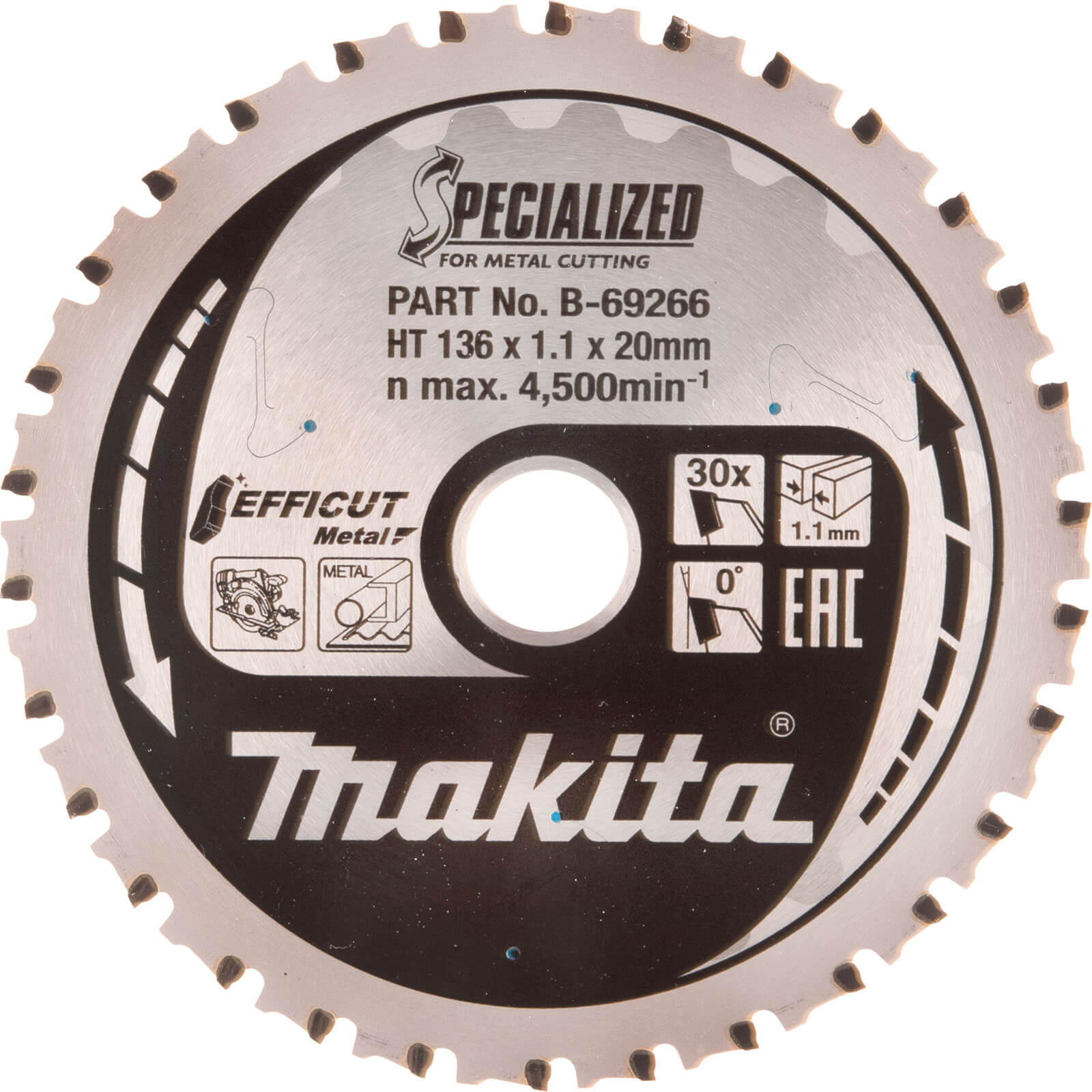 Image of Makita SPECIALIZED Efficut Metal Circular Saw Blade 136mm 30T 20mm