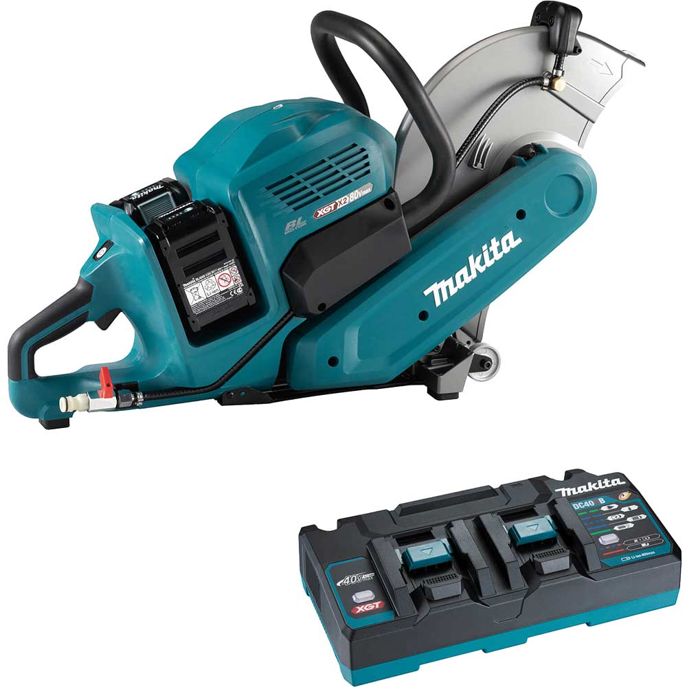 Image of Makita CE001G Twin 40v Max XGT Cordless Brushless Disc Cutter 355mm 2 x 5ah Li-ion Charger