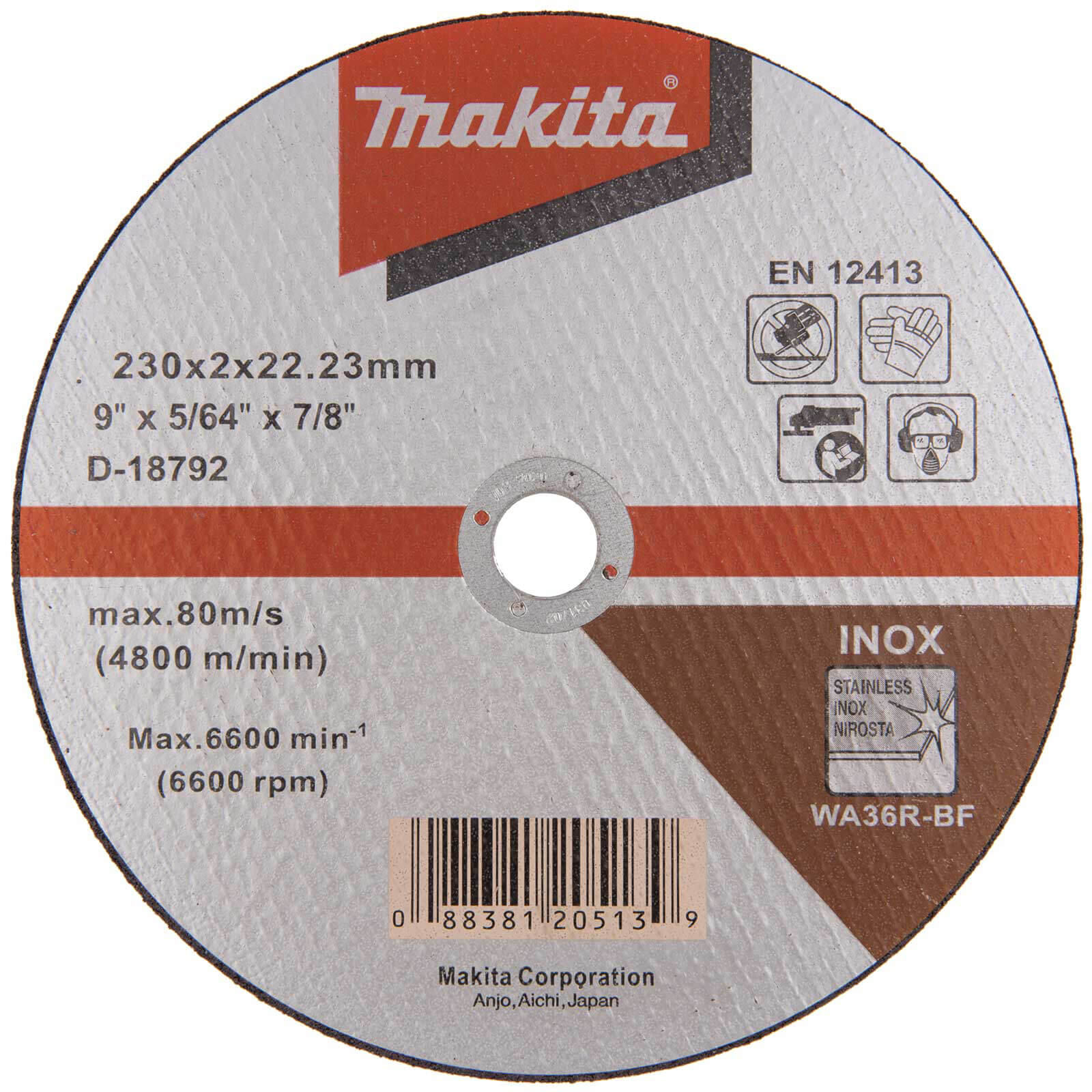 Image of Makita Thin Inox Stainless Steel Cutting Disc 230mm 230mm