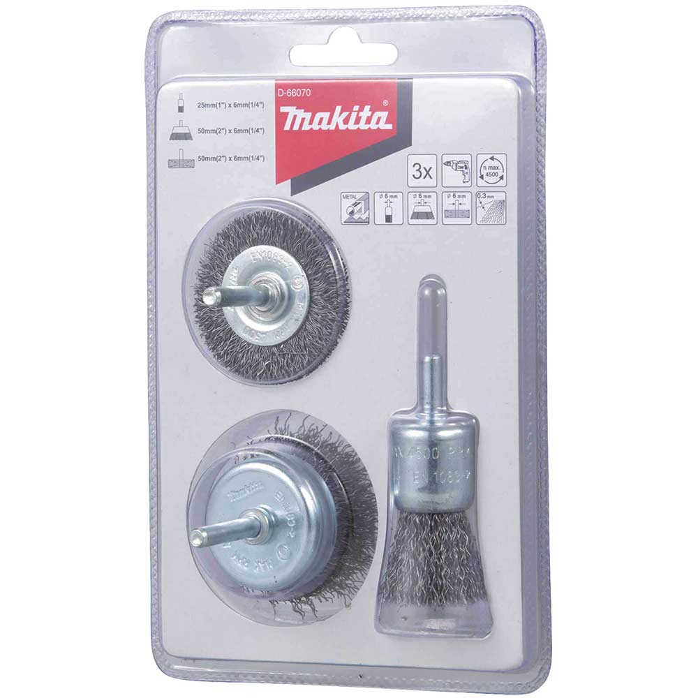 Image of Makita 3 Piece Wire Brush Set