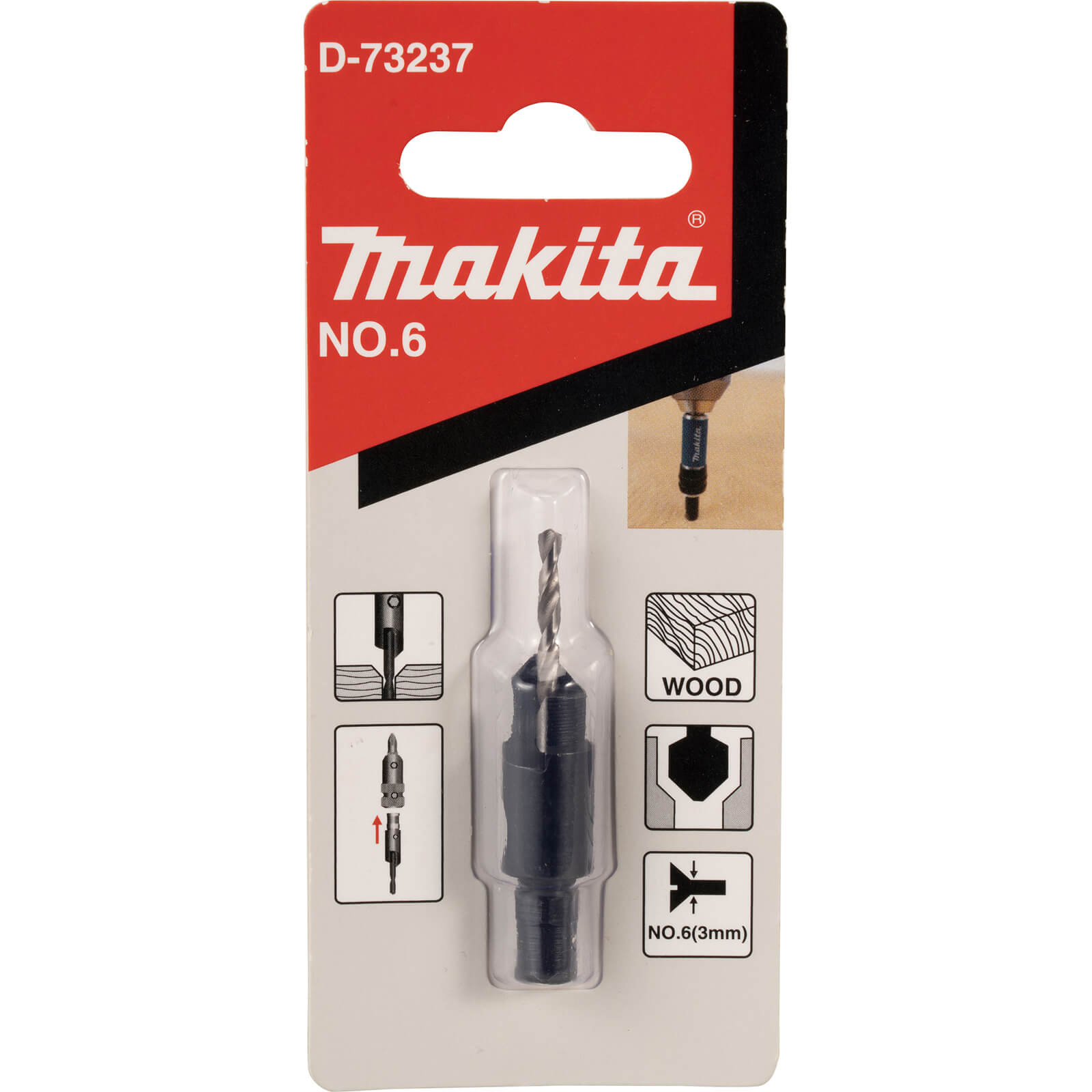 Image of Makita Replacement 4 Way Countersink and Drill Bit Size 6