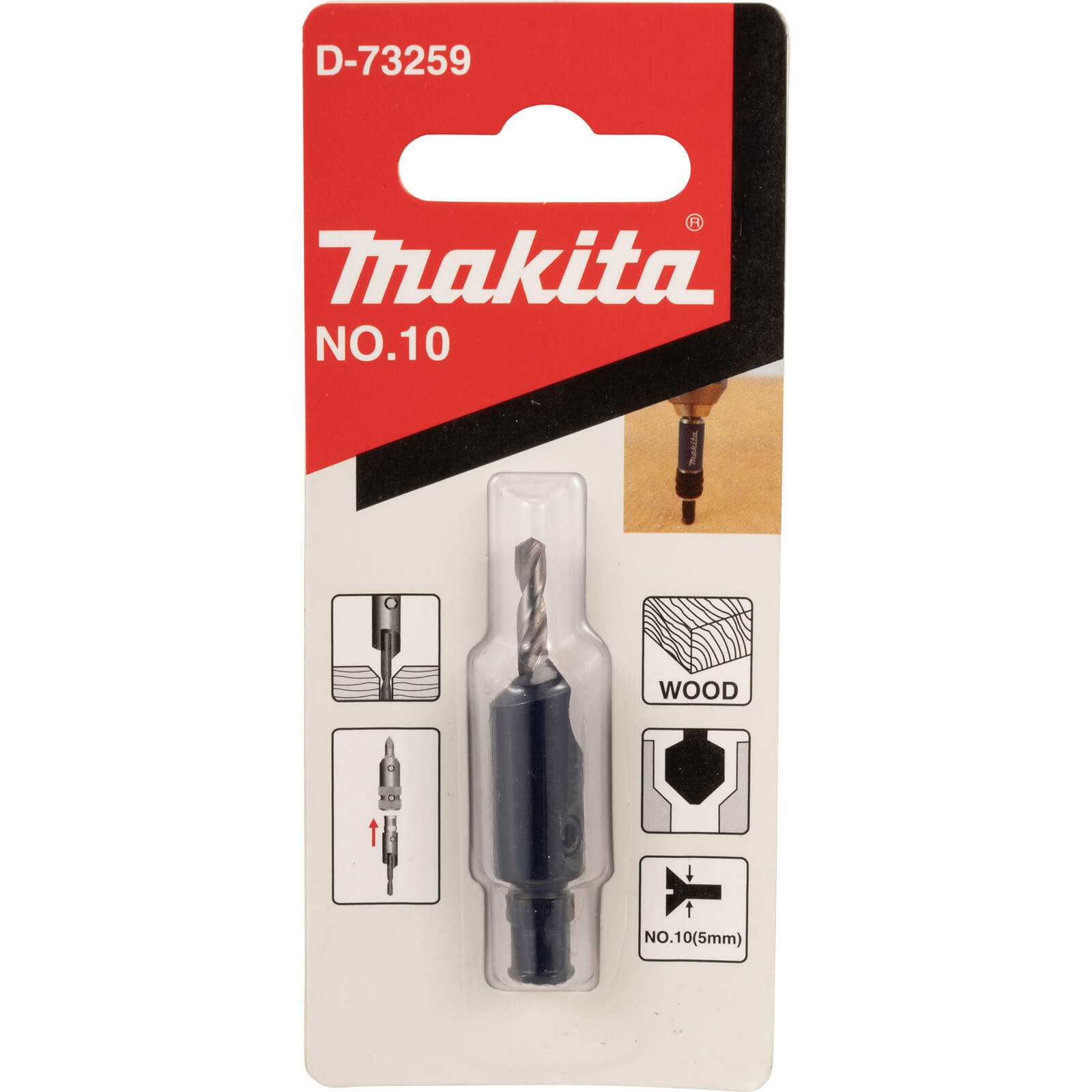 Photos - Diamond Core Bit / Milling Cutter Makita Replacement 4 Way Countersink and Drill Bit Size 10 D-73259 