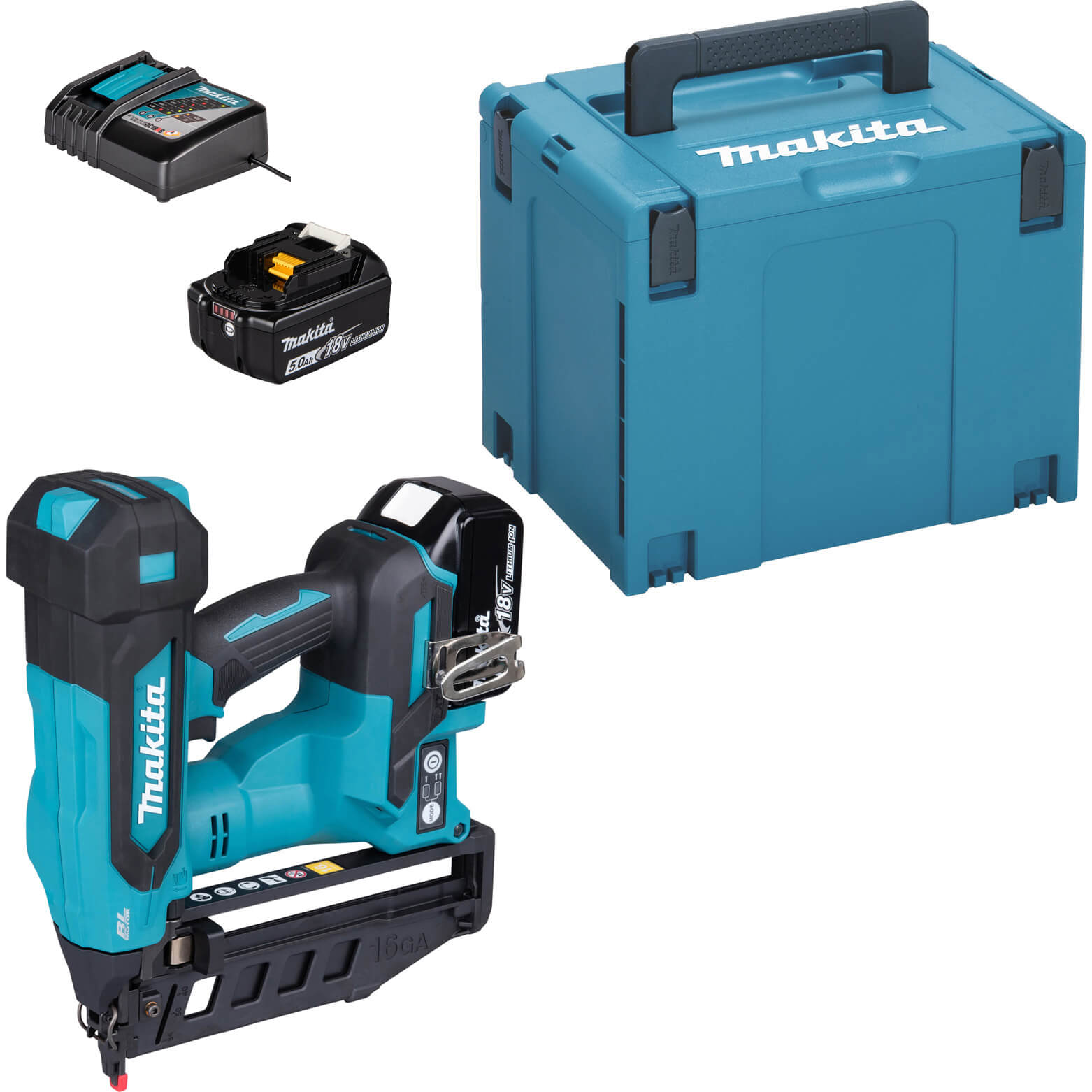 Makita DBN601 18v LXT Cordless Brushless 16 Gauge Finishing Nailer 2 x 5ah Li-ion Charger Case