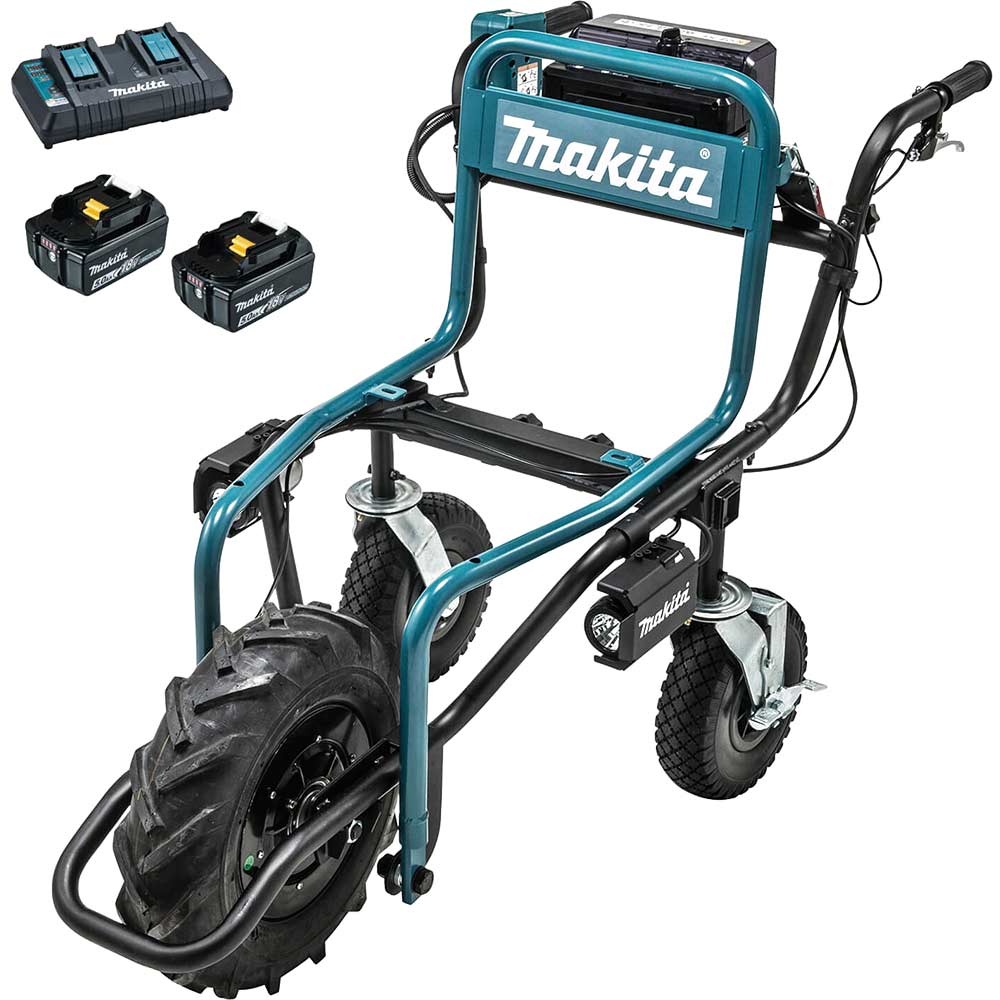 Image of Makita DCU180 18v LXT Cordless Brushless Wheelbarrow 2 x 5ah Li-ion Charger