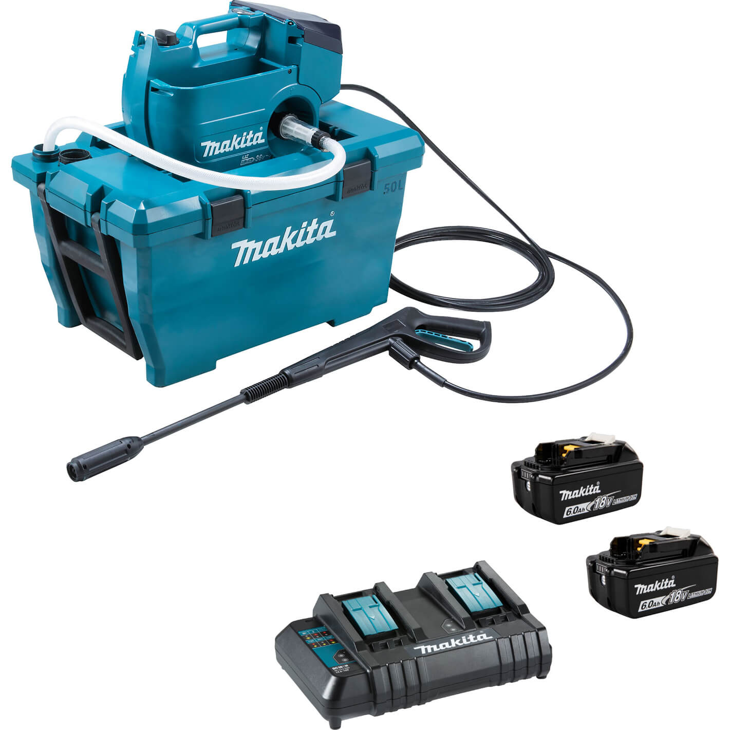 Photos - Other household chemicals Makita DHW080 Twin 18v LXT Cordless Brushless Pressure Washer 2 x 6ah Li-i 