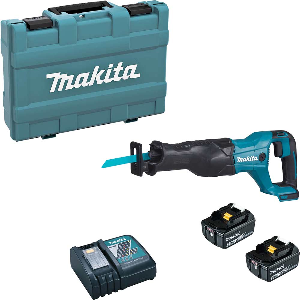 Makita DJR186 18v LXT Cordless Reciprocating Saw 2 x 5ah Li-ion Battery Charger Case