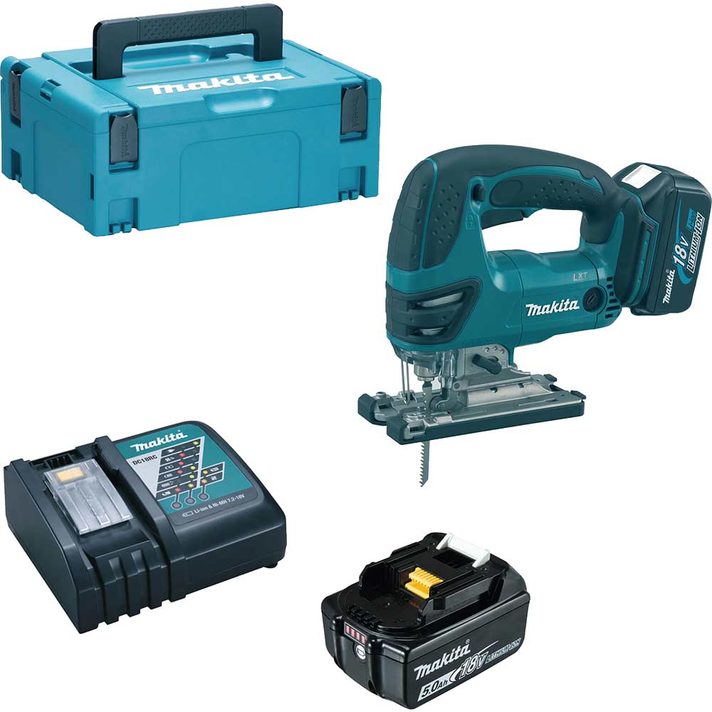 Makita DJV180 18v LXT Cordless Jigsaw 2 x 5ah Li-ion Battery Charger Case