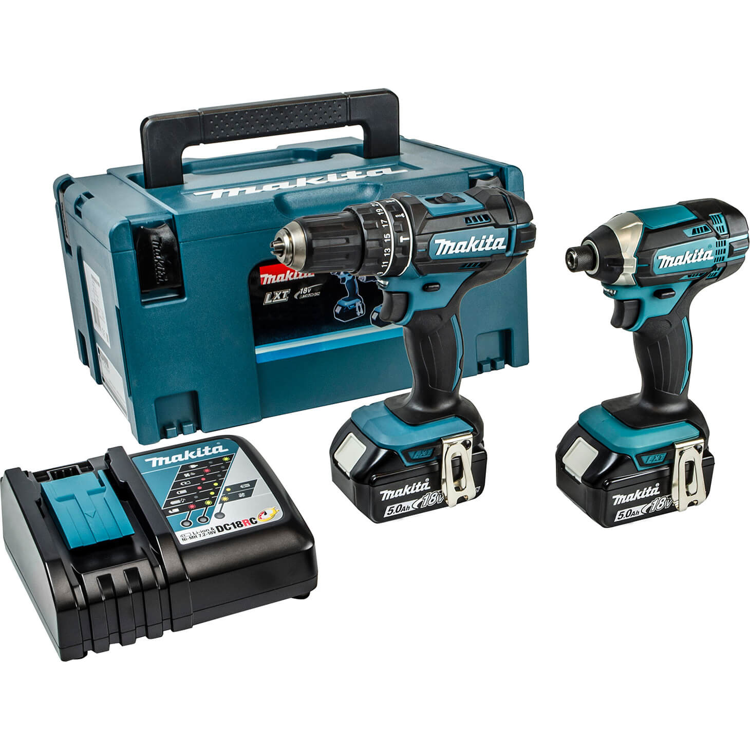 Image of Makita DLX2131 18v LXT Cordless Combi Drill and Impact Driver Kit 2 x 5ah Li-ion Charger Case