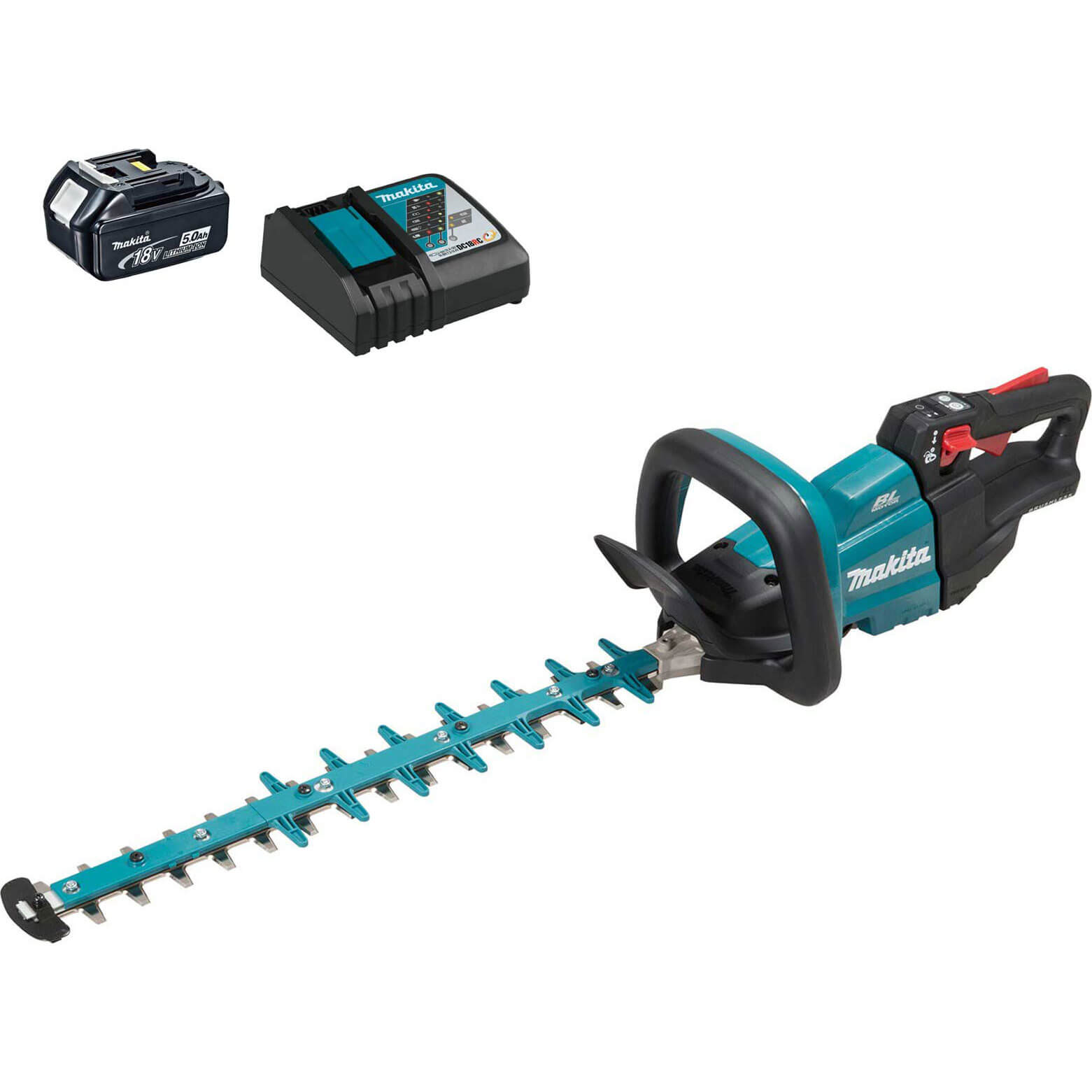Image of Makita DUH502 18v LXT Cordless Brushless Hedge Trimmer 500mm 1 x 5ah Li-ion Charger