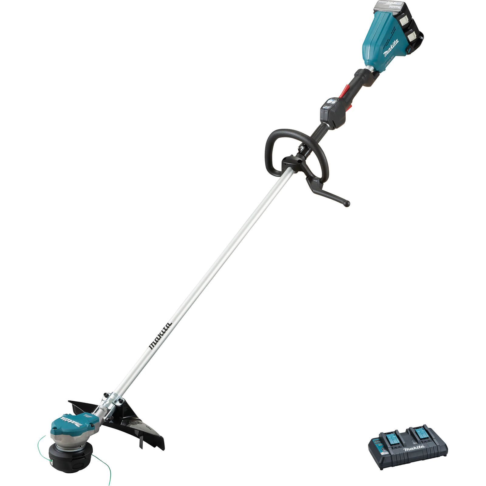 Image of Makita DUR368L Twin 18v LXT Cordless Brushless Grass Trimmer 350mm 2 x 5ah Li-ion Charger