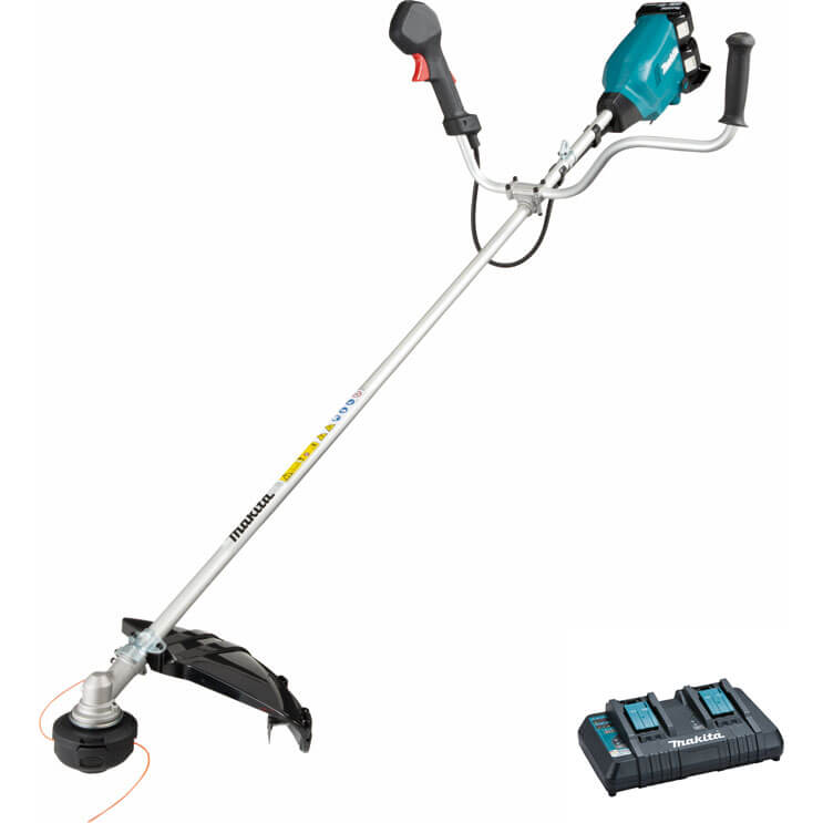 Image of Makita DUR369A Twin 18v LXT Cordless Brushless Brush Cutter 430mm 2 x 5ah Li-ion Charger