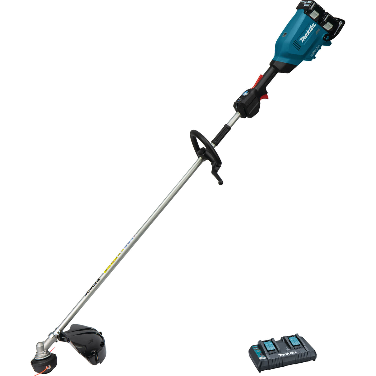 Image of Makita DUR369L Twin 18v LXT Cordless Brushless Grass Trimmer 430mm 2 x 5ah Li-ion Charger
