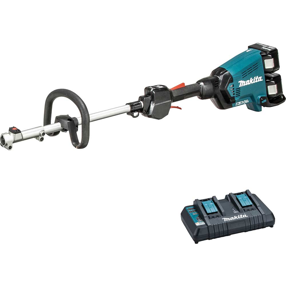 Image of Makita DUX60 Twin 18v LXT Cordless Brushless Split Shaft Garden Multi Tool 2 x 6ah Li-ion Charger