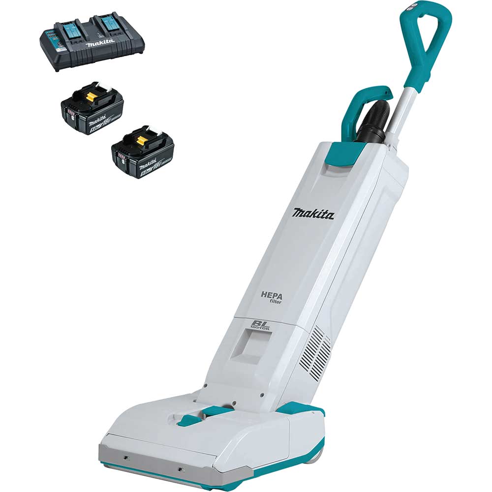 Makita DVC560 Twin 18v LXT Cordless Brushless Upright Vacuum Cleaner 2 x 5ah Li-ion Twin or Dual Battery Charger