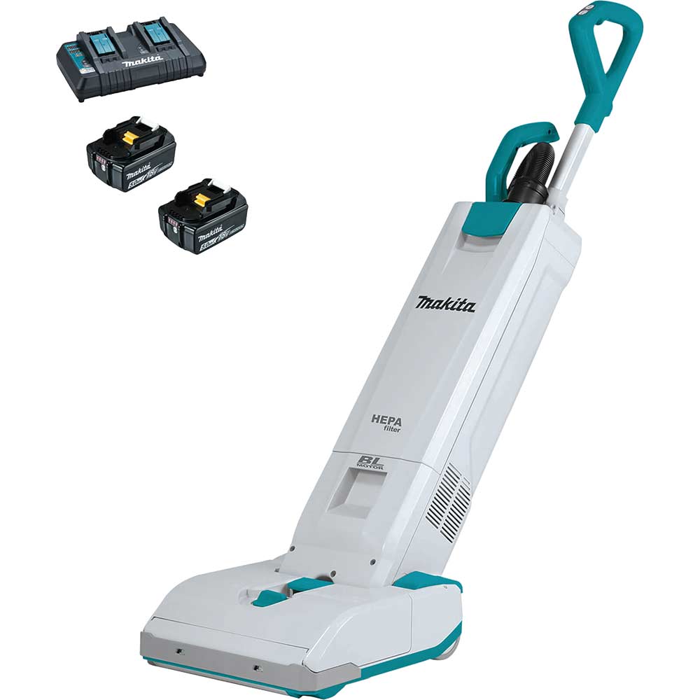 Image of Makita DVC560 Twin 18v LXT Cordless Brushless Upright Vacuum Cleaner 2 x 5ah Li-ion Twin Battery Charger