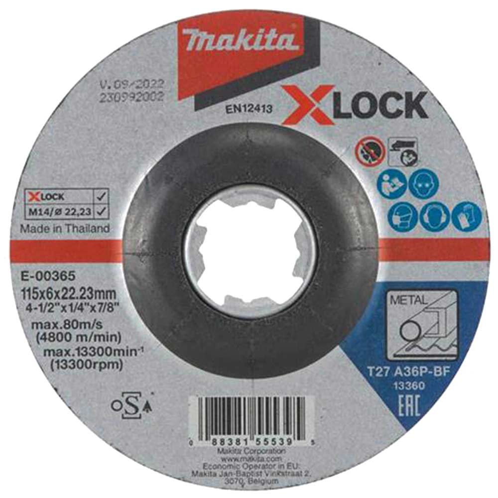 Image of Makita X Lock A36P Metal Grinding Disc 115mm 6mm 22mm