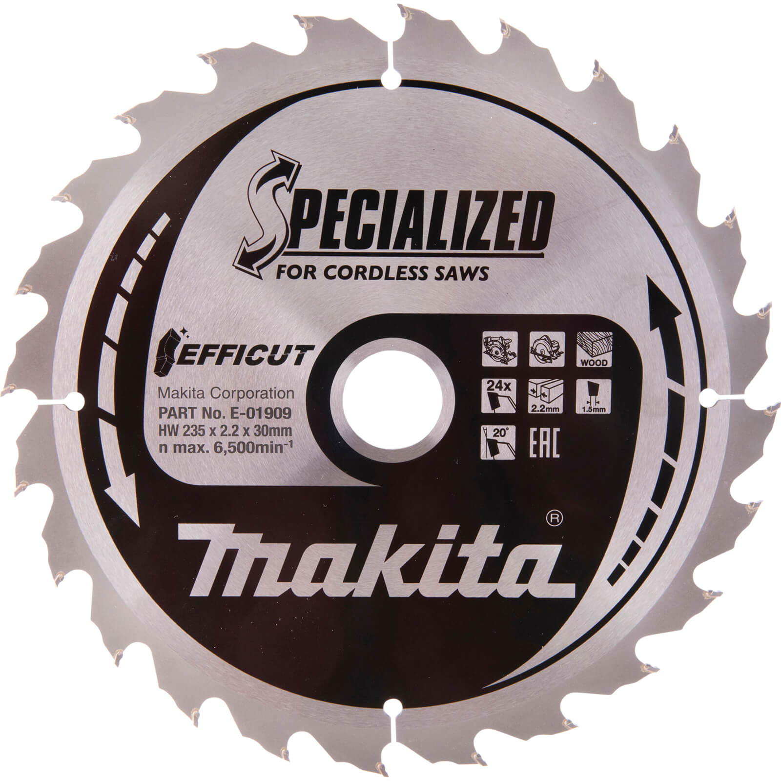 Image of Makita SPECIALIZED Efficut Wood Cutting Saw Blade 235mm 24T 30mm