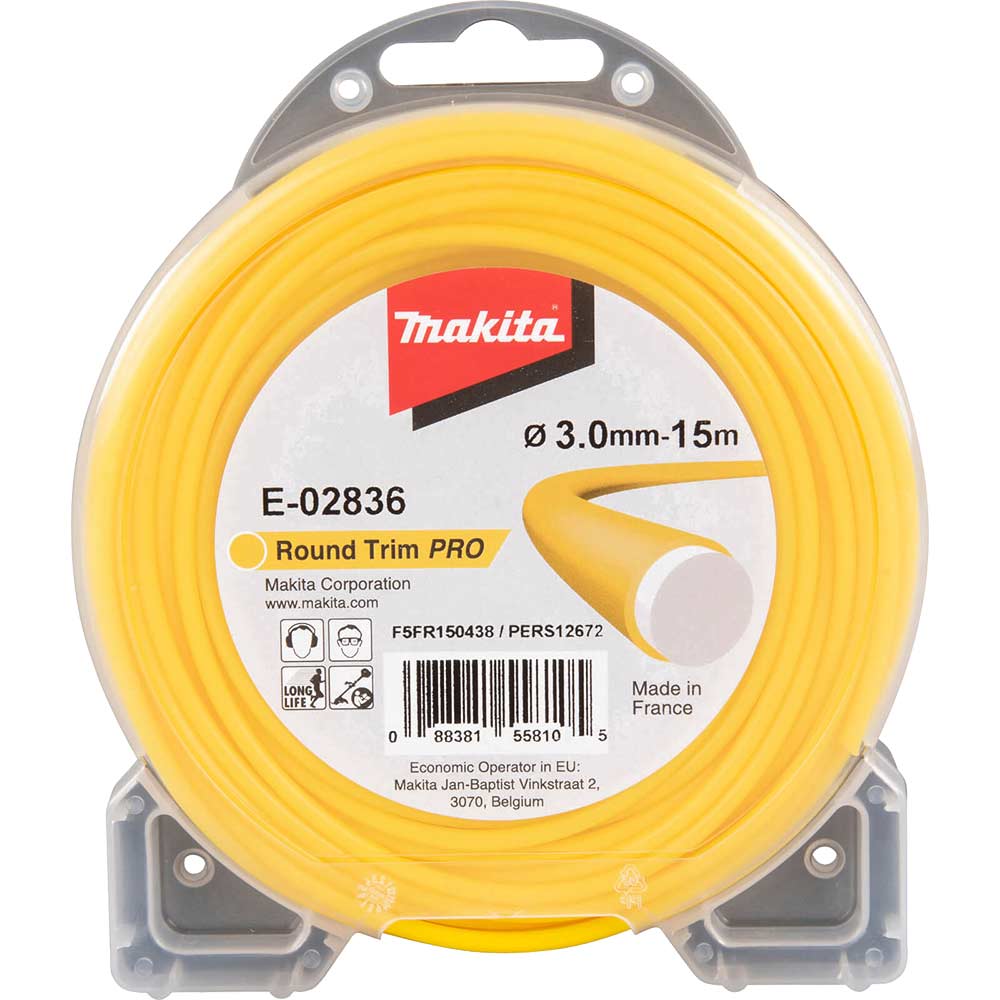 Image of Makita Round Trim Pro Yellow Grass Trimmer Line 3mm 15m