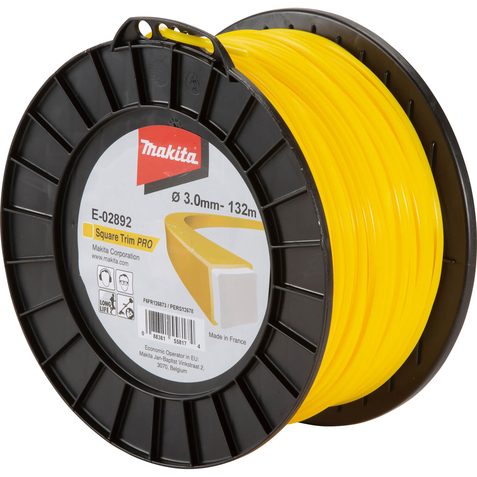 Image of Makita Square Trim Pro Yellow Grass Trimmer Line 3mm 132m