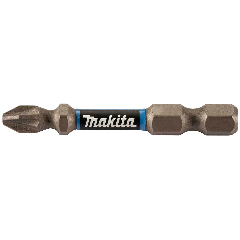 Image of Makita Impact Premier Double Torsion Pozi Screwdriver Bits PZ2 50mm Pack of 2