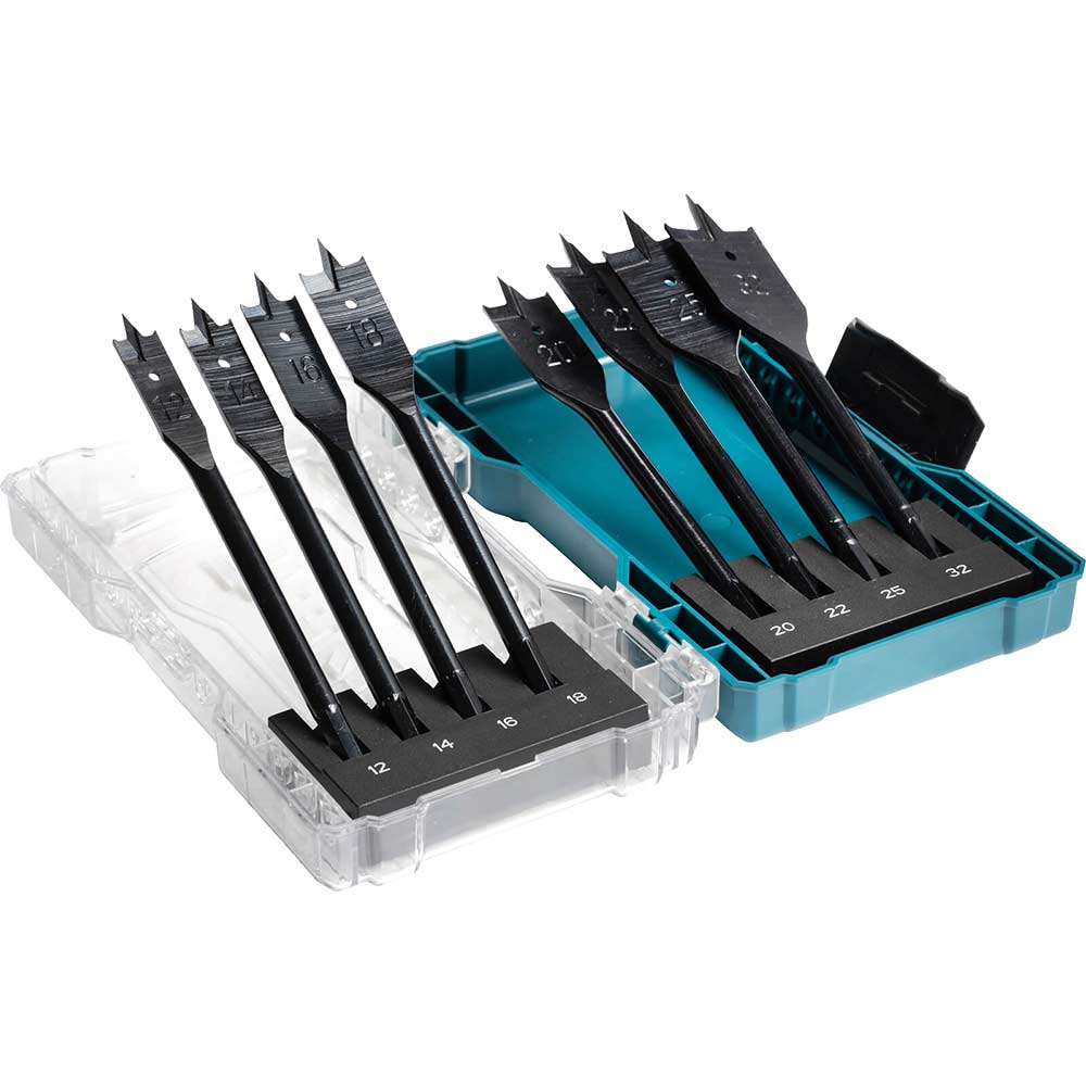 Image of Makita 8 Piece Flat Spade Wood Drill Bit Set