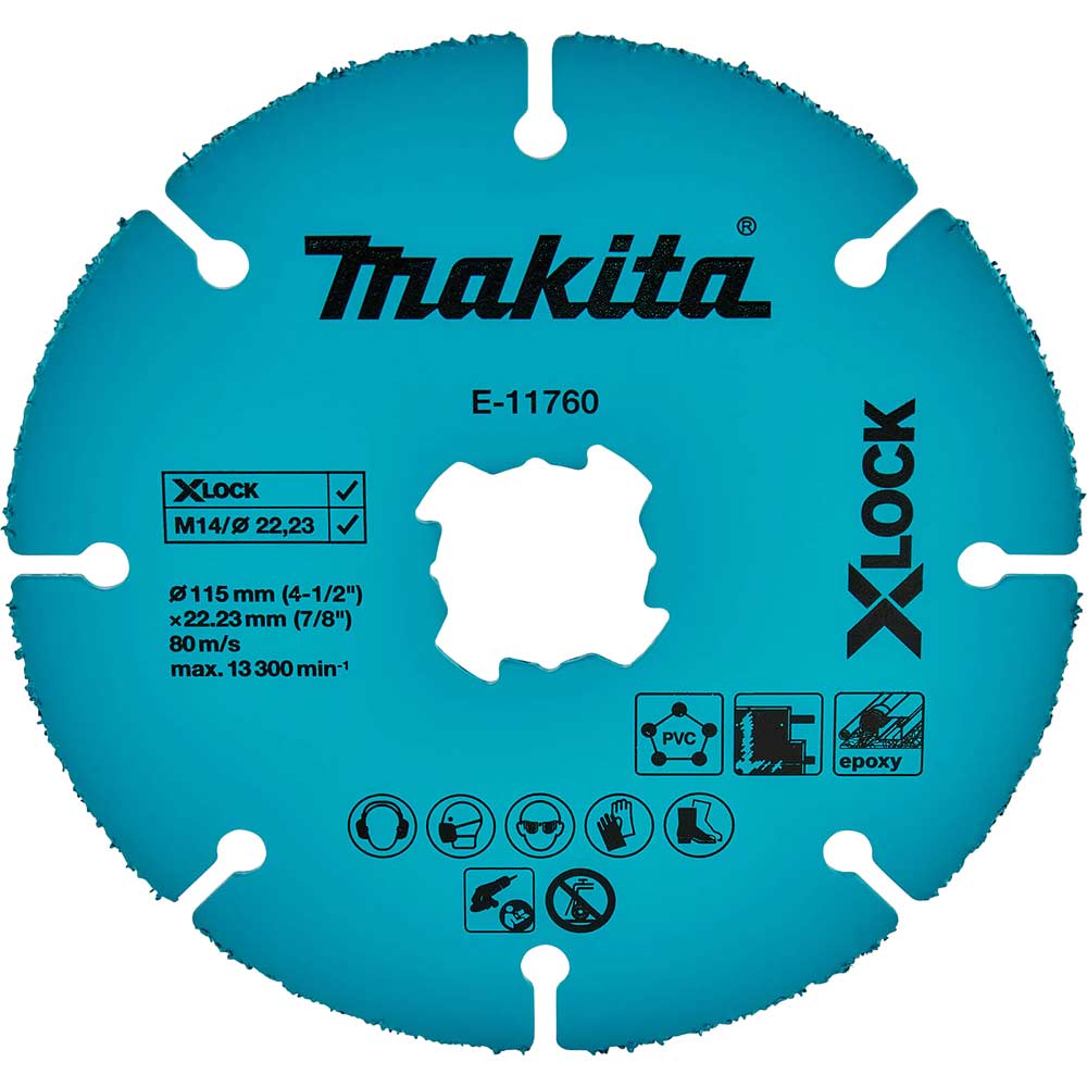 Image of Makita X Lock Tungsten Carbide Grit Cutting Disc 115mm 2mm 22mm