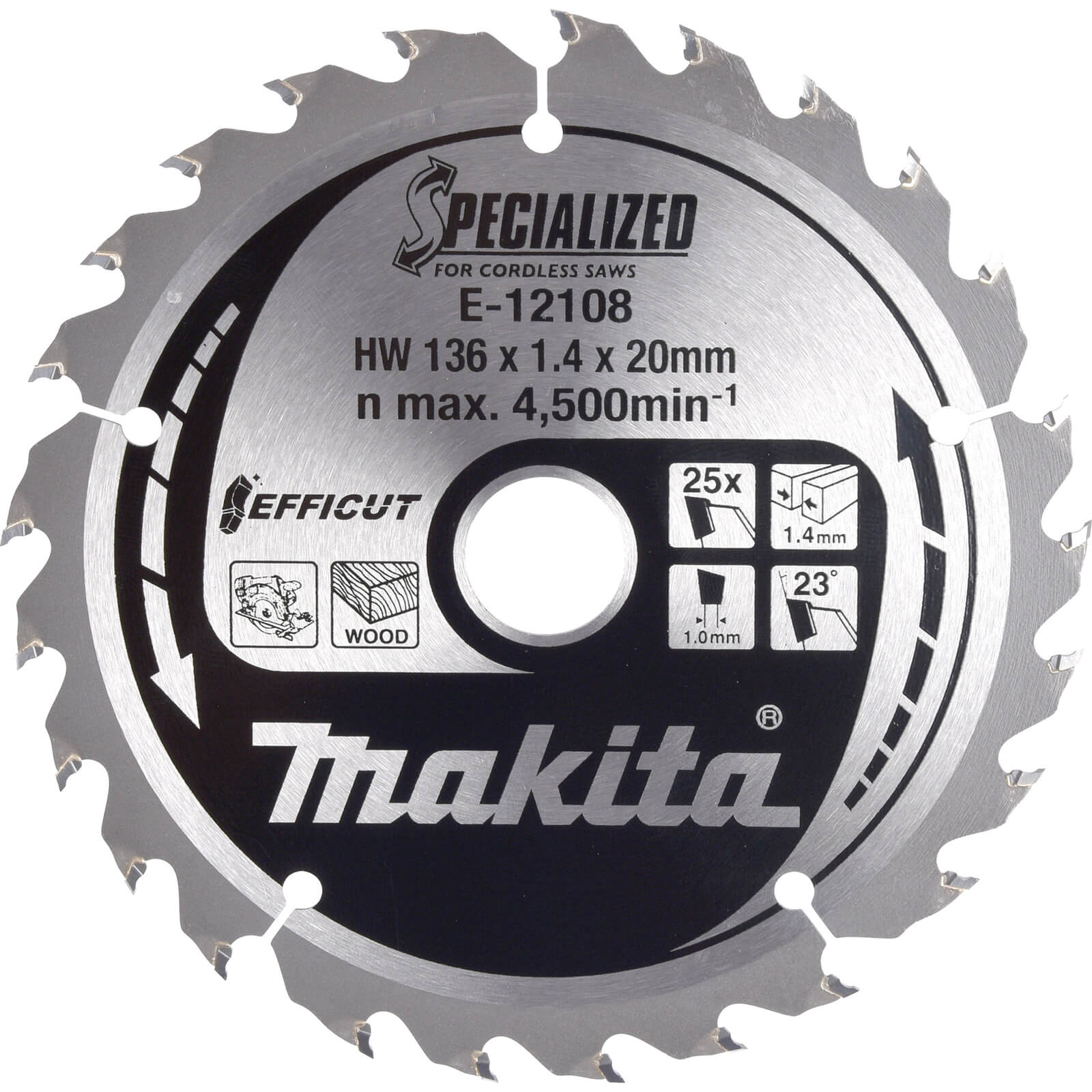 Image of Makita SPECIALIZED Efficut Wood Cutting Saw Blade 136mm 25T 20mm