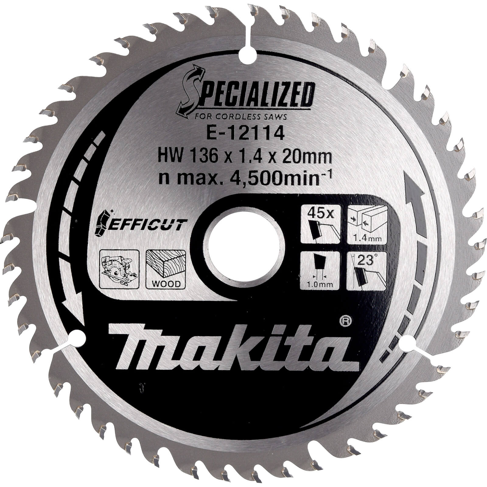 Image of Makita SPECIALIZED Efficut Wood Cutting Saw Blade 136mm 45T 20mm