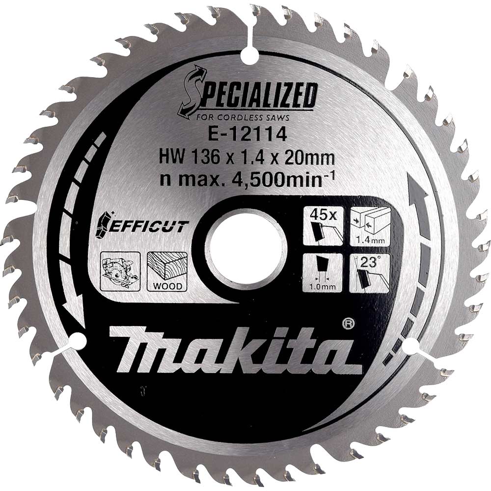 Image of Makita SPECIALIZED Efficut Wood Cutting Saw Blade 136mm 45T 20mm