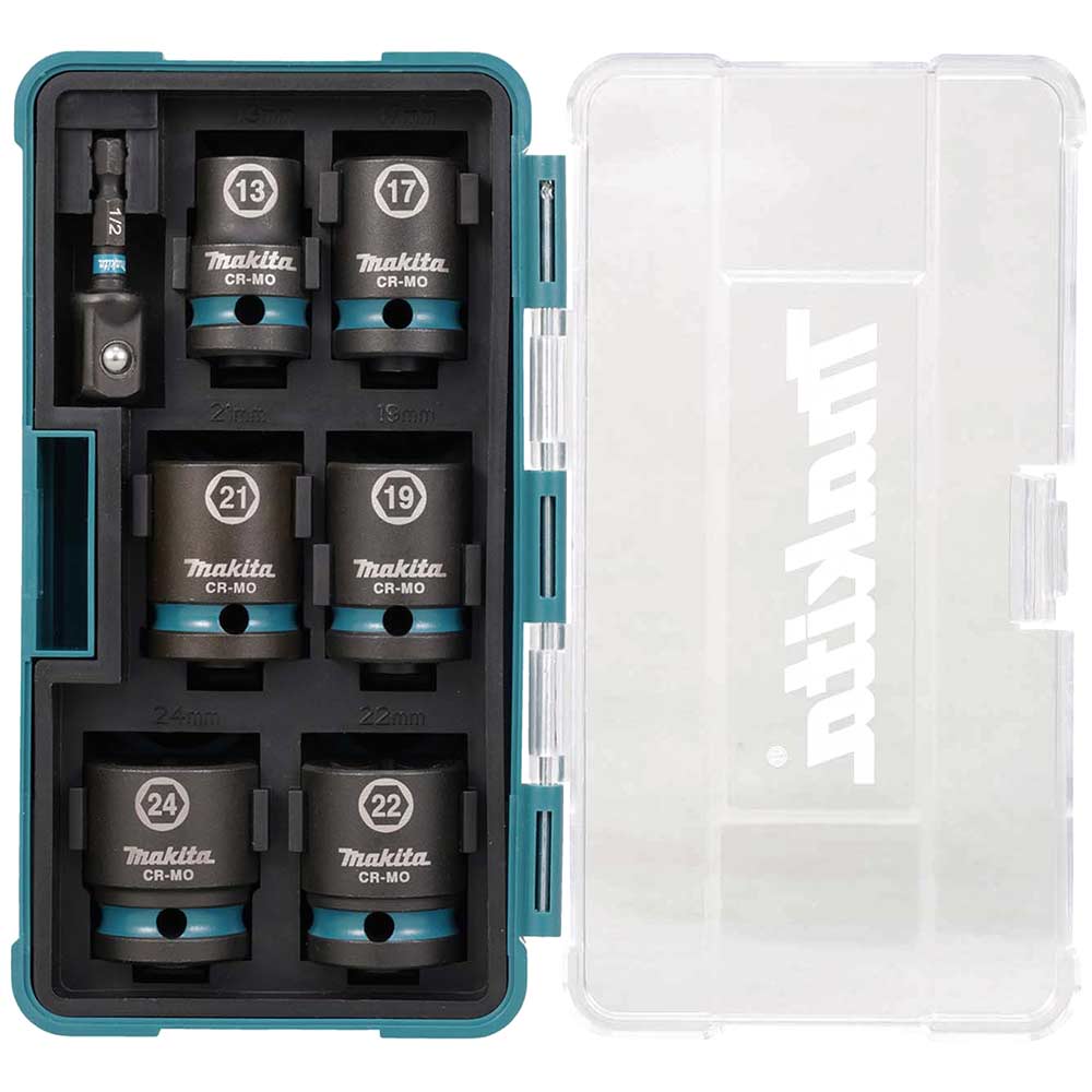 Makita 7 Piece 1/2" Drive Hexagon Impact Socket Set 1/2