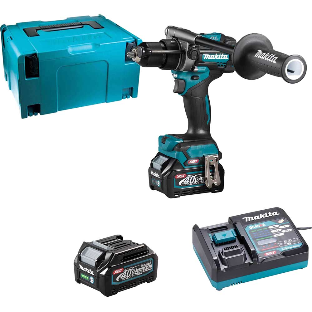 Makita HP001G 40v Max XGT Cordless Brushless Combi Drill 2 x 2.5ah Li-ion Battery Charger Case