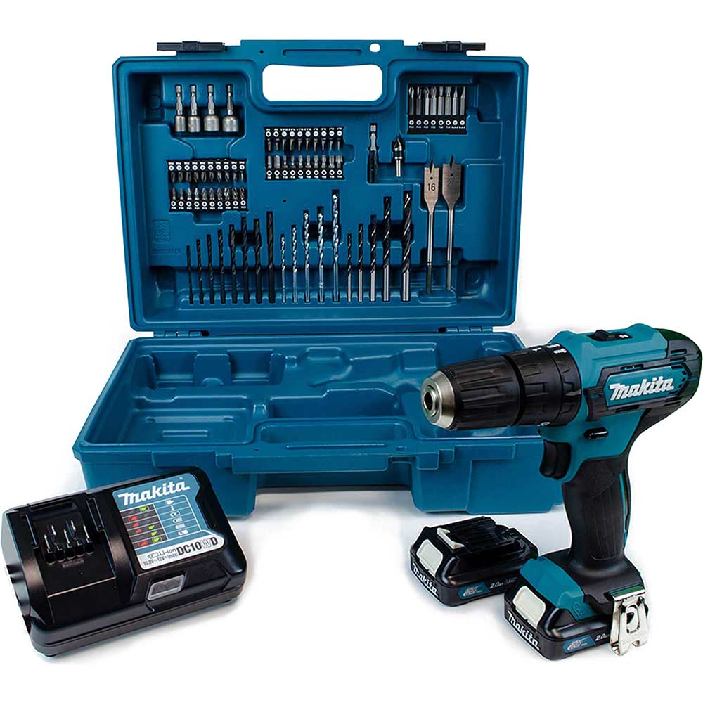 Makita HP333DWAX1 12v CXT Combi Drill Accessory Set 2 x 2ah Li-ion Charger Case & Accessories